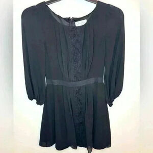 Jessica Simpson Womens Black Chiffon Lace Pleated Dress Size 8